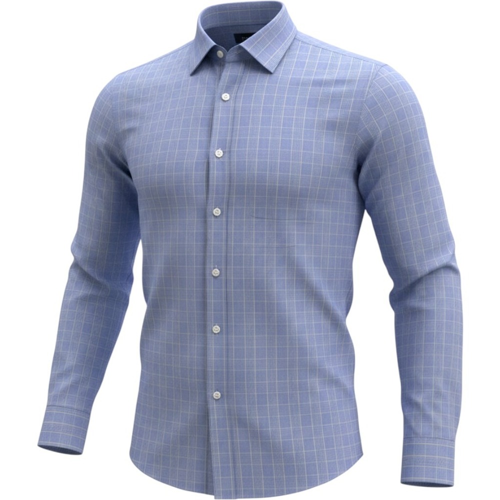 Charles Tyrwhitt Slim Fit Dress Shirt Blue Yellow Check Non-Iron 17/35 Mens